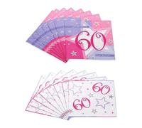 Amscan Shimmer 60Th Napkins (Pack Of 16) Pink/white (One Size)