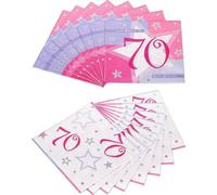 Amscan Shimmer 70Th Napkins (Pack Of 16) Pink/white (One Size)