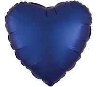 Amscan Silk Lustre Navy Blue Heart Standard Unpackaged Foil Balloons C16 - 10 PC