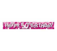 Amscan Sparkle 50Th Birthday Banner Pink/silver (One Size)