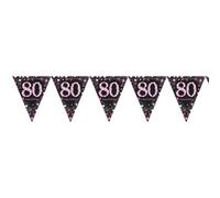 Amscan Sparkling Pink Celebration 80Th Birthday Bunting Black/pink (One Size)