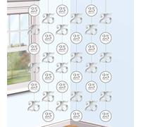 (PKT) Adult 6 Piece 25th Anniversary Sparkling Silver String Decorations 2m
