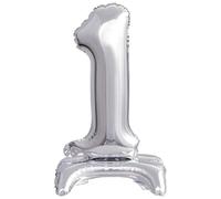 Amscan Standing Balloon * Number 1 Silver * 38 cm for Air * Number 1 Silver Standing Balloon for Birthday and Party