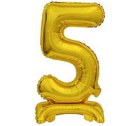 Amscan Standing Balloon * Number 5 - Gold * 38 cm for Air * Number Children's Birthday Party Decoration Balloon