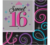 Amscan Sweet Sixteen Napkins (Pack Of 16) Multicoloured (One Size)