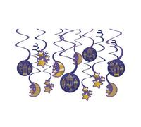 Amscan Swirl Eid Decoration (Pack Of 12) Blue/gold (One Size)