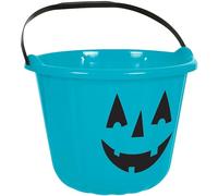 Amscan Teal Pumpkin Bucket - 6.8" x 8.8" | Plastic Halloween Candy Holder, Eco-Friendly, Unique Design for Trick-or-Treating and Fall Decor