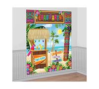 amscan Tiki Scene Setter Wall Decorating Kit-5 Pcs, Multicolor, Multi Size