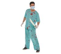 amscan - Unisex Adults Halloween Bloody Surgeon Scrubs Fancy Dress Costume