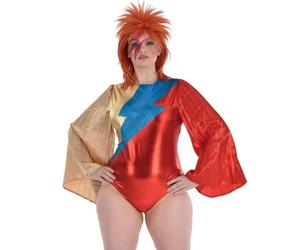 amscan Women's Metallic Red, Gold, & Blue Glam Rock Bodysuit Costume (Plus XXL Size) 1 Piece - Ideal for Cosplay, Halloween, & Themed Events