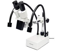 AmScope - 20X Compact Fixed-Lens Stereo Boom-Arm Microscope with Dual Gooseneck LED Lights - SE420-2L