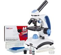 AmScope - 40X-1000X Portable Dual Light Student Monocular Compound Microscope + Slide Preparation Kit - M162C-2L-SP14-V287