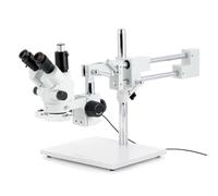 AmScope - 7X-45X Simul-Focal Stereo Zoom Microscope on Dual Arm Boom Stand with Fluorescent Light - SM-4NTP-FRL
