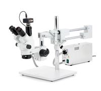 AmScope - 7X-45X Simul-Focal Stereo Zoom Microscope with Boom Stand, Fluorescent Light + 10 MP Camera - SM-4NTP-FRL-10M