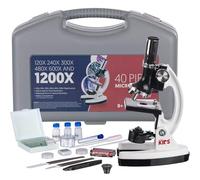 AMSCope FBA_M30-ABS-KT1-W organic microscope set for children with 48-piece metal arm, 120x-240x-300x-480x-600x-1200x, white, 33cm x 15.2cm x 22.9cm