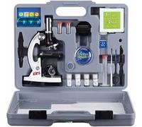 AMSCOPE-KIDS M30-ABS-KT2-W Microscope Kit With Metal Arm and Base, 6 Magnifications From 20X to 1200X, Includes 52-Piece Accessory Set and Case, Awarded The 2016 Top Pick of Microscopes For Beginners