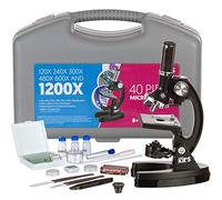 AmScope M30-ABS-KT1 Beginner Microscope Kit, LED and Mirror Illumination, 300X, 600x, and 1200x Magnification, Includes 48-Piece Accessory Set And Case, Black