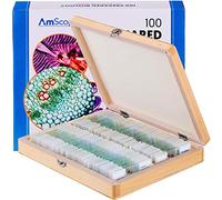 AmScope PS100B Prepared Microscope Slide Set for Basic Biological Science Education, 100 Slides, Set B, Includes Fitted Wooden Case