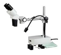 AmScope SE400X Professional Binocular Stereo Microscope, WF5x and WF10x Eyepieces, 5X and 10X Magnification, 1X Objective, LED Lighting, Boom-Arm Stand, 110V-120V
