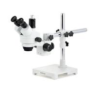 AmScope SM-3T Professional Trinocular Stereo Zoom Microscope, WH10x Eyepieces, 7X-45X Magnification, 0.7X-4.5X Zoom Objective, Ambient Lighting, Single-Arm Boom Stand