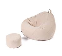Amsg Sofa Bean Bag - Ultra Soft Bean Bag Chair -Large Small Lazy Sofas Cover Chairs without Filler Linen Cloth Lounger Seat Bean Bag Pouf Puff Couch Tatami Living Room Beanbags,Khaki,110x125cm