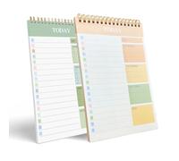AMSGANK 2 Pack To Do List Notepad, A5 Weekly Planner Notebook Undated To Do List Notebook Diary 104 Page Planning Tracking for Work Study and Personal Oraganizer (Green + Orange)