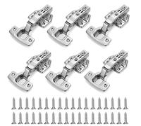 AMSGANK 6 Pack Full Overlay Cabinet Hinge, Soft Close Stainless Steel Concealed Kitchen Cabinet Hinges with Screws for Kitchen Door Cupboard Wardrobe Closet & Bathroom Cabinets