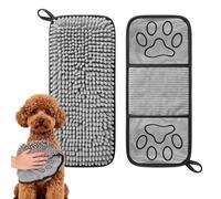 AMSGANK Dog Towels for Quick Drying, 1 Pack Microfibre Dog Towel Super Absorbent Lightweight with Handy Glove Compartments, 52cm x 20cm (Grey)
