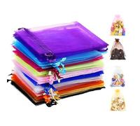 AMSGANK Organza Bags Mixed Colors, 100pcs 10x15cm Organza Gift Pouches Mesh Wedding Favour Gift Bags with Drawstring for Lavender Jewelry Candy Party Christmas Festival Wedding Packing