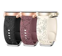 AMSKY 3 Piece Floral Strap Engraved Compatible with Samsung Galaxy Watch 7/6/5/4 40mm 44mm, Watch 6/4 Classic 43mm 47mm 42mm 46mm, 5 Pro 45mm, 3 41mm, 11mm, 19mm 87 in Silicone for Women, A-Polar Star
