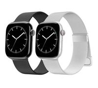 AMSKY Pack of 2 Bands Compatible with Apple Watch Strap 44 mm 40 mm 46 mm 45 mm 42 mm 41 mm 49 mm 38 mm, Dual Magnet Stainless Steel Metal Compatible with iWatch Bracelet SE Ultra Series 10 9 8 7 6 5