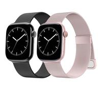 AMSKY Pack of 2 Bands Compatible with Apple Watch Strap 44 mm 40 mm 46 mm 45 mm 42 mm 41 mm 49 mm 38 mm, Dual Magnet Stainless Steel Metal Compatible with iWatch Bracelet SE Ultra Series 10 9 8 7 6 5