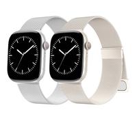 AMSKY Pack of 2 Bands Compatible with Apple Watch Strap 44 mm 40 mm 46 mm 45 mm 42 mm 41 mm 49 mm 38 mm, Dual Magnet Stainless Steel Metal Compatible with iWatch Bracelet SE Ultra Series 10 9 8 7 6 5