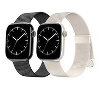 AMSKY Pack of 2 Bands Compatible with Apple Watch Strap 44 mm 40 mm 46 mm 45 mm 42 mm 41 mm 49 mm 38 mm, Dual Magnet Stainless Steel Metal Compatible with iWatch Bracelet SE Ultra Series 10 9 8 7 6 5