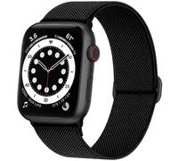 AMSKY Stretchy Nylon Bands Compatible with Apple Watch Band 40mm 44mm 45mm 41mm 42mm 38mm 49mm Women Men, Solo Loop Compatible with iWatch Series 9 8 7 6 5 4 3 2 1 SE Ultra, B-Black,