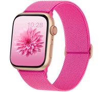 AMSKY Stretchy Nylon Bands Compatible with Apple Watch Band 40mm 44mm 45mm 41mm 42mm 38mm 49mm Women Men, Solo Loop Compatible with iWatch Series 9 8 7 6 5 4 3 2 1 SE Ultra, A-Hot rose, 38mm/40mm/41mm