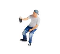 AMSLSIU 1/87 Diorama Graffiti Figure Characters Resin People Train Layout Unique and Colorful Figures Miniature, boy white