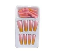 AMSLSIU 1 Set French Tip Press on Nails Gradient Shimmer Fingernails Tips Removable Full Cover Ballerina Gifts for Girls , Type 8,24Pcs jelly , 2g glue
