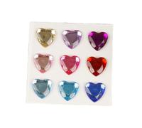 AMSLSIU 10 Sheets Rhinestone Stickers Account Decorations Acrylic Decals Student Self-Adhesive Love Heart Crafts Label, Mixed Color