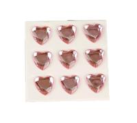 AMSLSIU 10 Sheets Rhinestone Stickers Account Decorations Acrylic Decals Student Self-Adhesive Love Heart Crafts Label, Pink