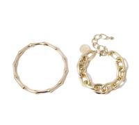 AMSLSIU 2 Pieces/set Women Alloy Bracelets Vintage Bangles Anniversary Party Jewelry Wife Daughter Gift Costume Accessories, Gold