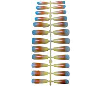 AMSLSIU 24 Pieces False Nails Shiny Elegant Press-on Gradient Style Long Artificial Nail Tips Fingernail Accessory , ch04