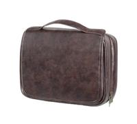 AMSLSIU 3-in-1 Men's Business PU wash Bag, Capacity high-end Storage Waterproof Makeup Storage Bag, Men's Bathroom Bag, Brown, 29.5 * 10 * 22CM