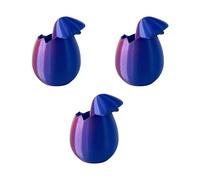 AMSLSIU 3D printed surprise eggs that hold candy and Easter gifts, 3D printed gifts, office desk pet decorations 3 pieces, Violet and blue, 5.2 * 5.2 * 6.8cm