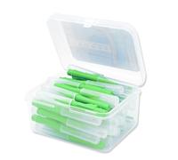 AMSLSIU 40Pcs Interdental Brush Supple Floss Head Push-Pull Plastic Teeth Brushes I Shaped Handheld Oral Hygiene Tool Holiday, Green & 0.8mm