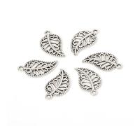AMSLSIU 50 Pieces Bracelet Necklace Decor Anklet Elegant Leaves Decoration Pendant Ornament Jewelry Making Handicraft, Antique Silver