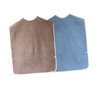 AMSLSIU Adjustable Adult Bibs Functional Clothing Waterproof Solutions Soft Effective Clothing Spills Men Women Mealtime Clothes Protector Dining Bibs, Brown+Blue, 30.71x17.72in