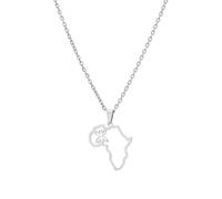 AMSLSIU Alloy Africa Map Necklace Easy Matching Replacement Plated Stylish Unfading Unisex Banquet Choker Ornament Birthday Gift, Silver Type 2