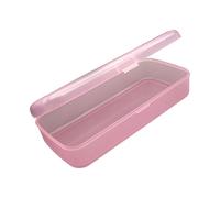 AMSLSIU Beads Polishing Strip Nail Brush Pens Portable Personal Transparent Manicure Tool Box Empty Rectangular Organizer Nail Clippers Cuticle Pusher Case Container, Pink, S