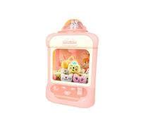 AMSLSIU Cartoon Automatic Self-Assembly Claw Doll Machine with Music Lamp Clamp Toy Crane Machine Interactive For Birthday Christmas, Pink, with 10 dolls